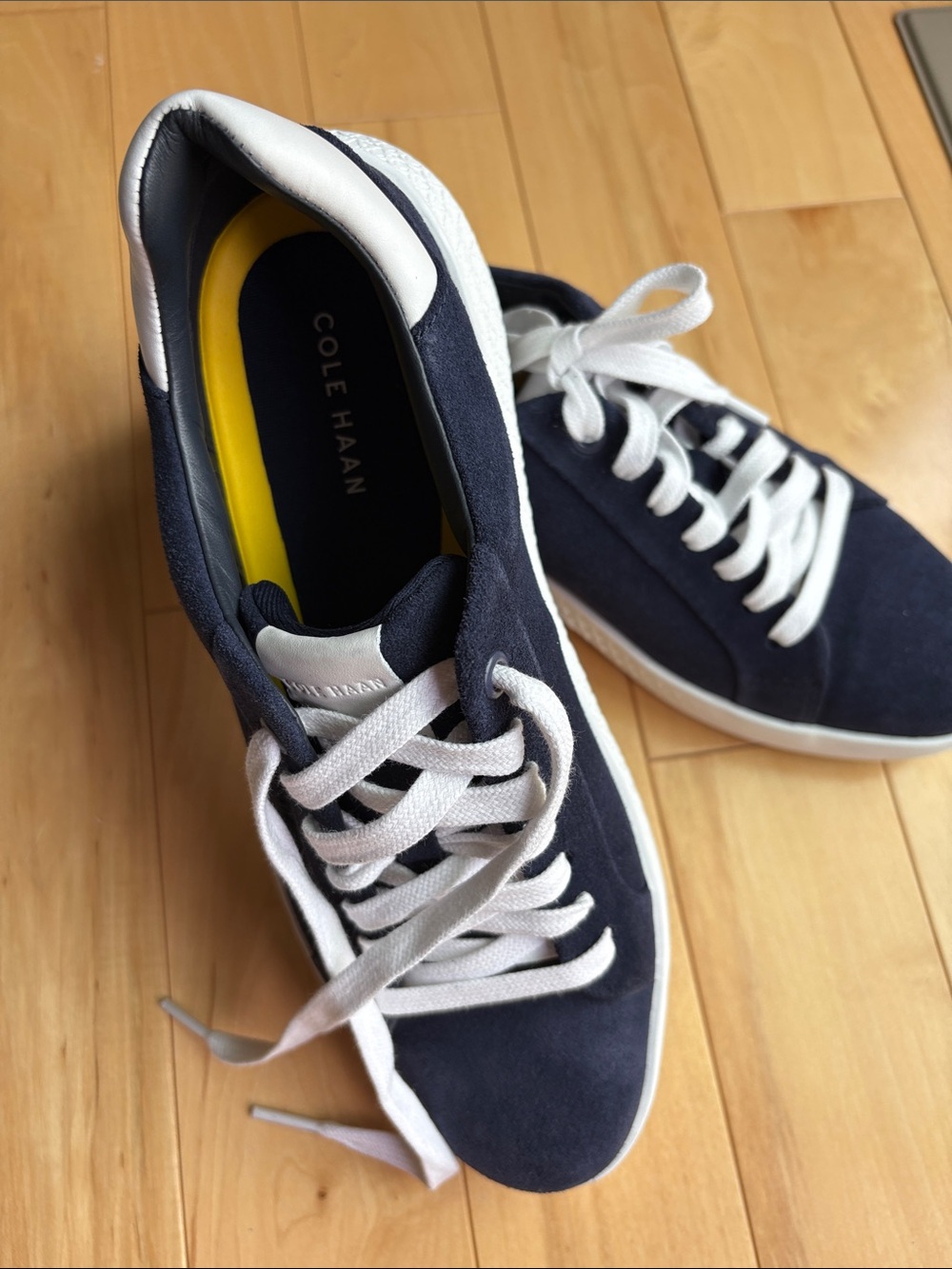 Cole Haan Navy Suede Low-Top Sneakers with White Laces
